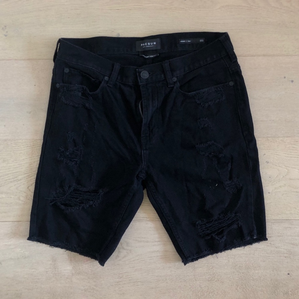 PACSUN MENS BLACK DENIM SHORTS